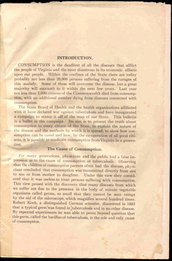 VA ہیلتھ بلیٹن - مارچ، 1910 - تعارف