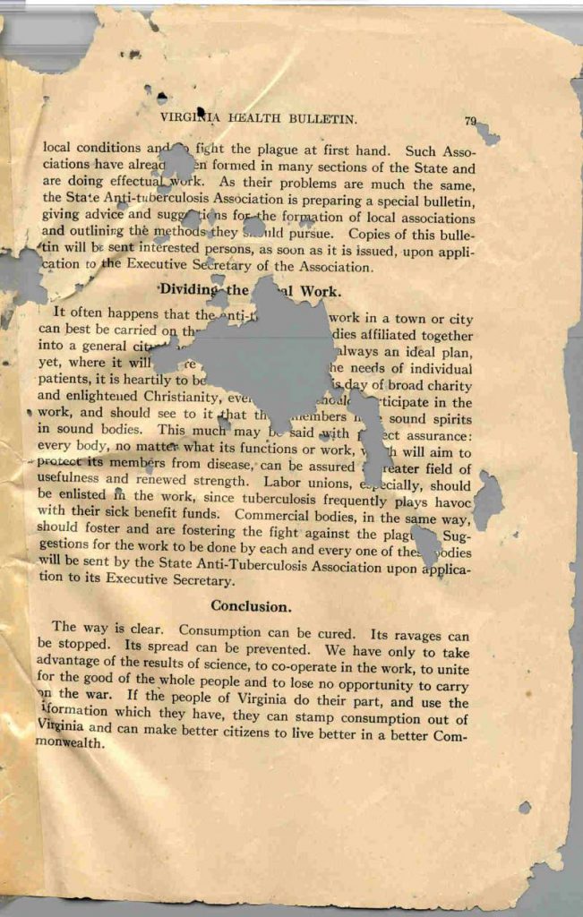 VA ہیلتھ بلیٹن - مارچ، 1910 - اختتامی صفحہ