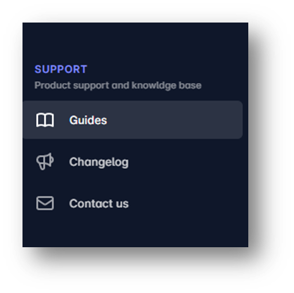 Support menu - Guides